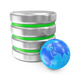 Computer Database with Miniature Earth Planet