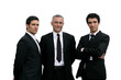 Three confident businessmen on white background