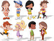 Group of cute happy cartoon kids