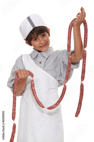 Photo: Child with sausage Child with sausage