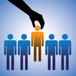 Concept illustration of hiring the best candidate. The graphic s