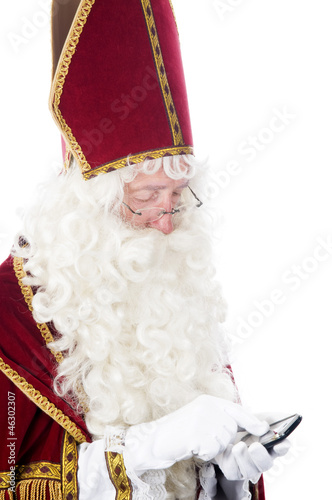 Photo: Sinterklaas with a mobile phone Sinterklaas with a mobile phone