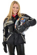 Photo: Junge Frau in Motorradkleidung Junge Frau in Motorradkleidung