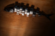 Photo: Cut fish in pieces on wooden board Cut fish in pieces on wooden board