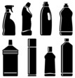 Silhouettes of bottles with means for cleaning