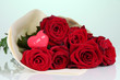 Beautiful bouquet of red roses with valentine