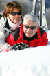 Couple playing in the snow