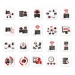 call center icon sets with white button