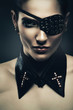 sexy woman with eye-patch and collar
