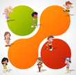 group of cute happy cartoon kids playing