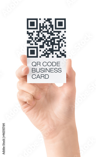 Photo: Business card with QR code data isolated Business card with QR code data isolated