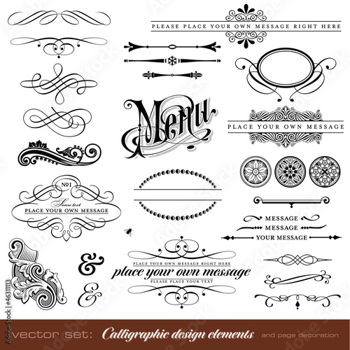 Vector: vector set: calligraphic elements and page decoration vector set: calligraphic elements and page decoration
