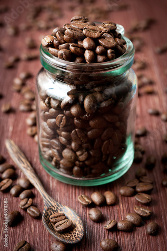 Photo: Coffee beans in a glass jar Coffee beans in a glass jar