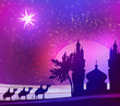 Classic three magic scene and shining star of Bethlehem