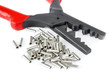 Cable tube terminals with scrimping pliers