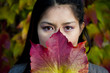 beautiful asian woman in autumn