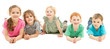 Happy smiling group of kids on floor