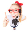 Funny call center concept - woman with headset