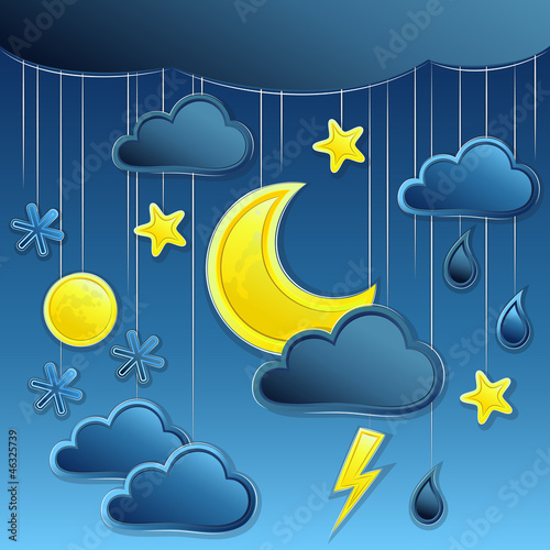 Vector: vector background with night weather icon vector background with night weather icon
