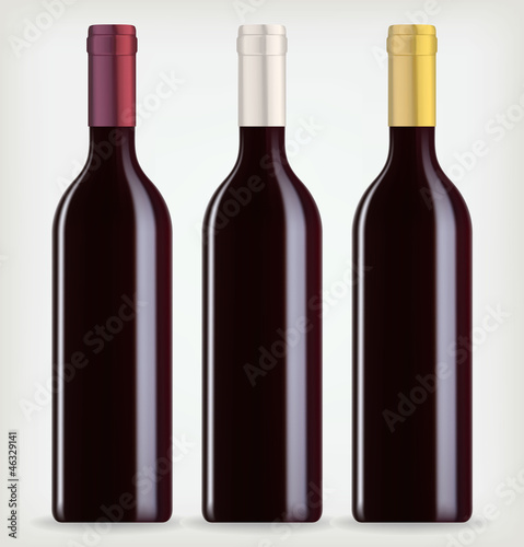 Vector: Three bottles of wine Three bottles of wine