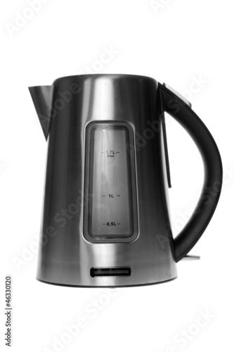 Photo: Modern metal teapot on a white background Modern metal teapot on a white background