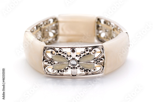 Photo: Diamond bracelet isolated on white Diamond bracelet isolated on white