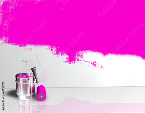Illustration: Farbroller Klecks Wand Pink 2 Farbroller Klecks Wand Pink 2