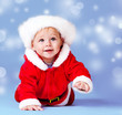 Santa baby over blue