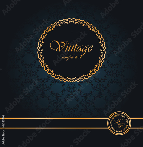 Vector: Vintage seamless wallpaper with a ribbon and frame Vintage seamless wallpaper with a ribbon and frame