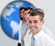 Businesspeople standing smiling