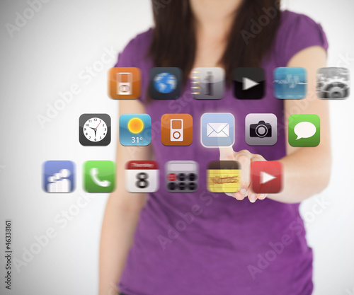 Photo: Woman selecting email application Woman selecting email application