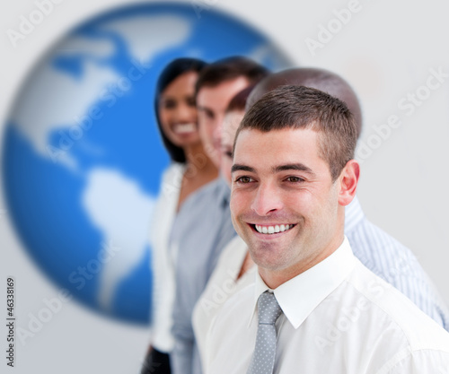 Photo: Businesspeople standing smiling Businesspeople standing smiling