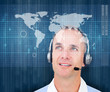 Man smiling wearing a headset