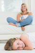 Photo: Daughter resting on the floor Daughter resting on the floor