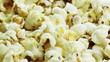 bowl of popcorn rotates closeup