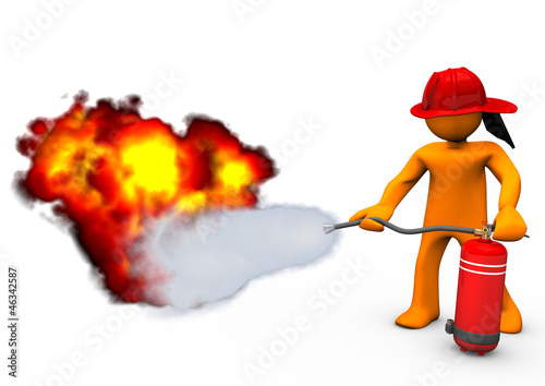 Illustration: Fireman Extinguisher Fire Fireman Extinguisher Fire