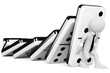 3D business white people. Stopping a chain reaction of dominoes