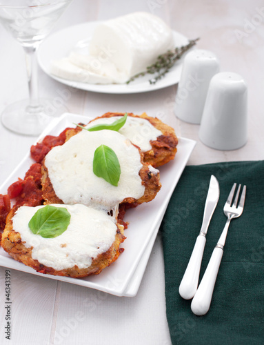 Photo: Meat parmigiaana with mozzarella cheese Meat parmigiaana with mozzarella cheese