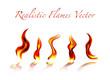Realistic Flames Vector on white background