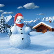 Schneemann mit Wihnachtsmütze