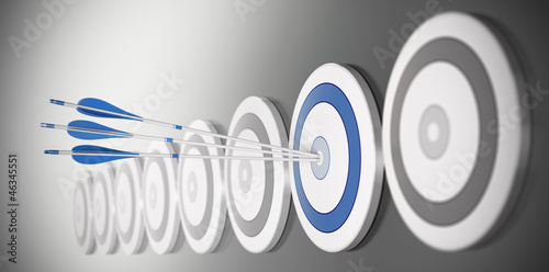 Illustration: three arrows hitting the center of a blue target three arrows hitting the center of a blue target