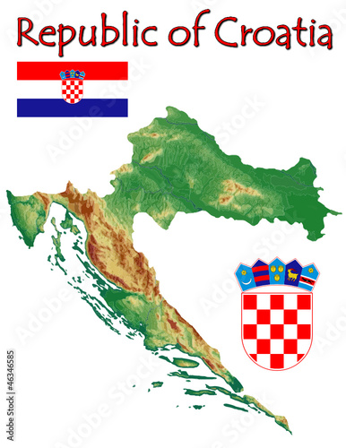 Vector: Croatia Europe national emblem map symbol motto Croatia Europe national emblem map symbol motto