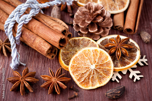 Photo: Christmas spices: star anise, cardamom, cloves and cinnamon Christmas spices: star anise, cardamom, cloves and cinnamon