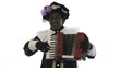 Zwarte Piet is making music with a accordion