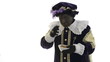 Zwarte Piet is eating and throwing gingernuts