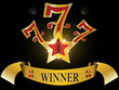 lucky seven with gold star and reflection glossy gold banner