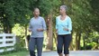 Mature Black women walking briskly in neighborhood