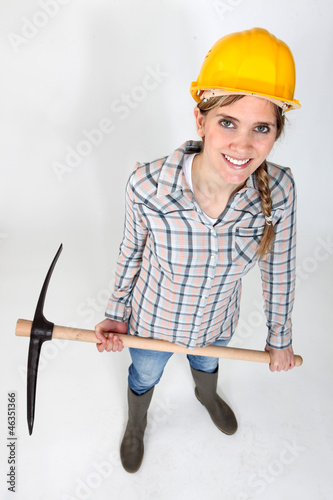 Photo: Woman with a pickaxe Woman with a pickaxe