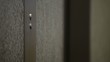 Mixed race businesswoman pushing elevator button