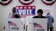 Video: Pan across rows of voters coming and going from voting booths at polling place Pan across rows of voters coming and going from voting booths at polling place